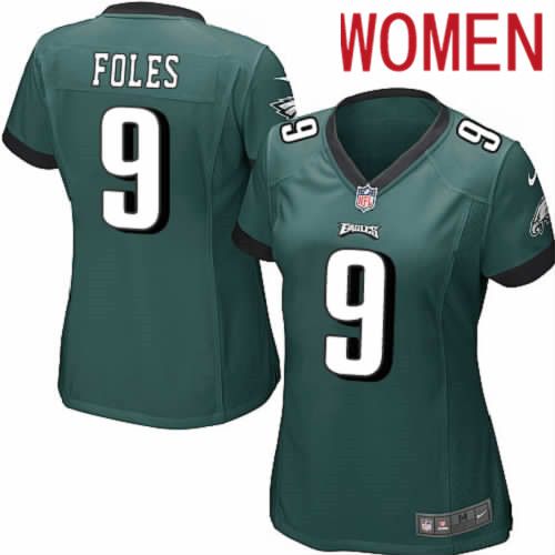 Cheap Women Philadelphia Eagles 9 Nick Foles Nike Midnight Green Game NFL Jersey